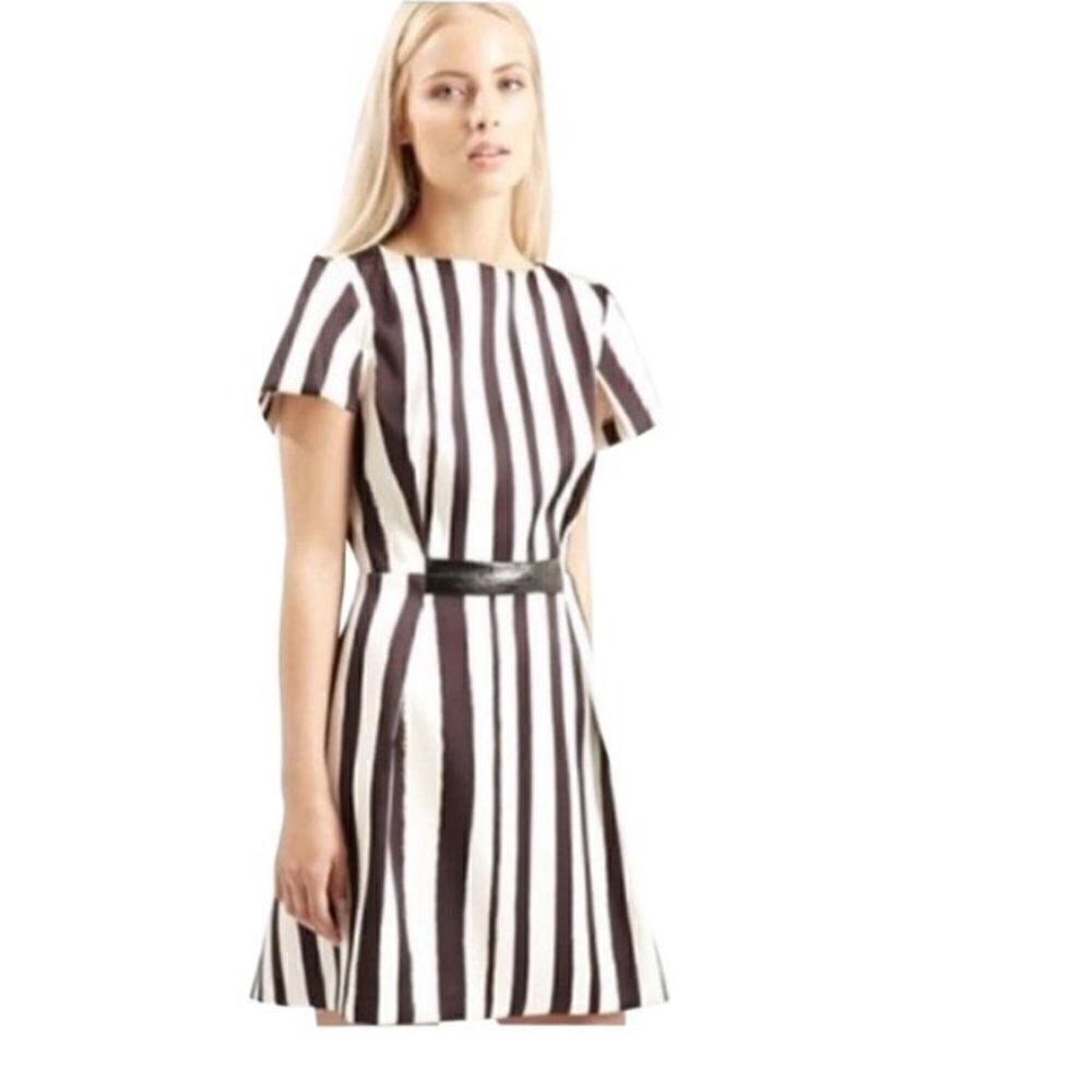 🚨4/$25 Topshop black white stripe boat neck dress 2